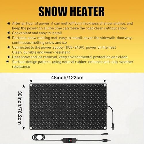 ANSIKE heated snow melting mat laid flat on driveway, keeping surface clear of ice and snow