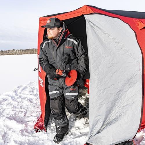 Eskimo QuickFish™ 3HD, Pop-Up Portable Shelter, No-Trip Door, Red/Black, Fully Insulated, Deluxe Ice Anchors, Three Person, Ice Fishing Shelter, 46075