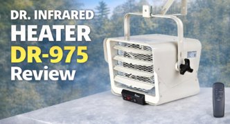 Powerful DR. Infrared Heater DR-975 for garage heating, upgraded model with remote control.