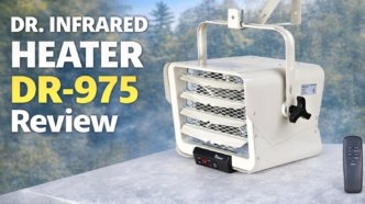 Powerful DR. Infrared Heater DR-975 for garage heating, upgraded model with remote control.
