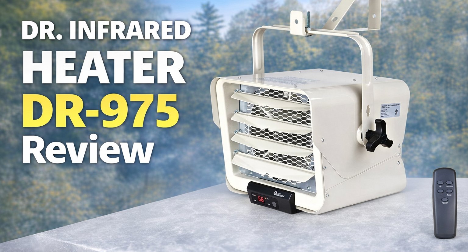 Powerful DR. Infrared Heater DR-975 for garage heating, upgraded model with remote control.