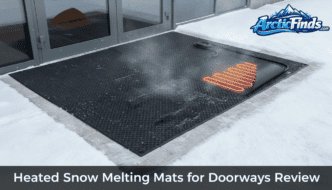 Heated snow melting mat installed outside doorway for safe winter access.