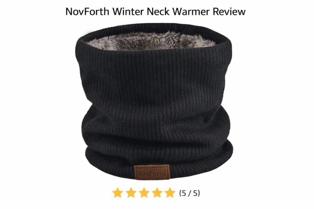 Cozy windproof winter neck warmer for cold weather.