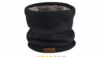 Cozy windproof winter neck warmer for cold weather.