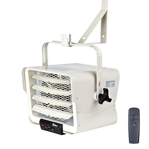 DR. INFRARED HEATER NEW Upgraded DR-975 7500-Watt 240-Volt Hardwired Shop Garage Electric Heater, Wall/Ceiling Mounted with Remote Controlled Thermostat White
