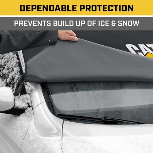 Cat® Windshield Snow Cover, Toughest Car Frost Protector for Ice & Sleet, Weatherproof for Winter, Includes Anti-Theft Straps, Freeze Protector for Auto Car Truck Van SUV, Wide Size 78'x45' inch,Black