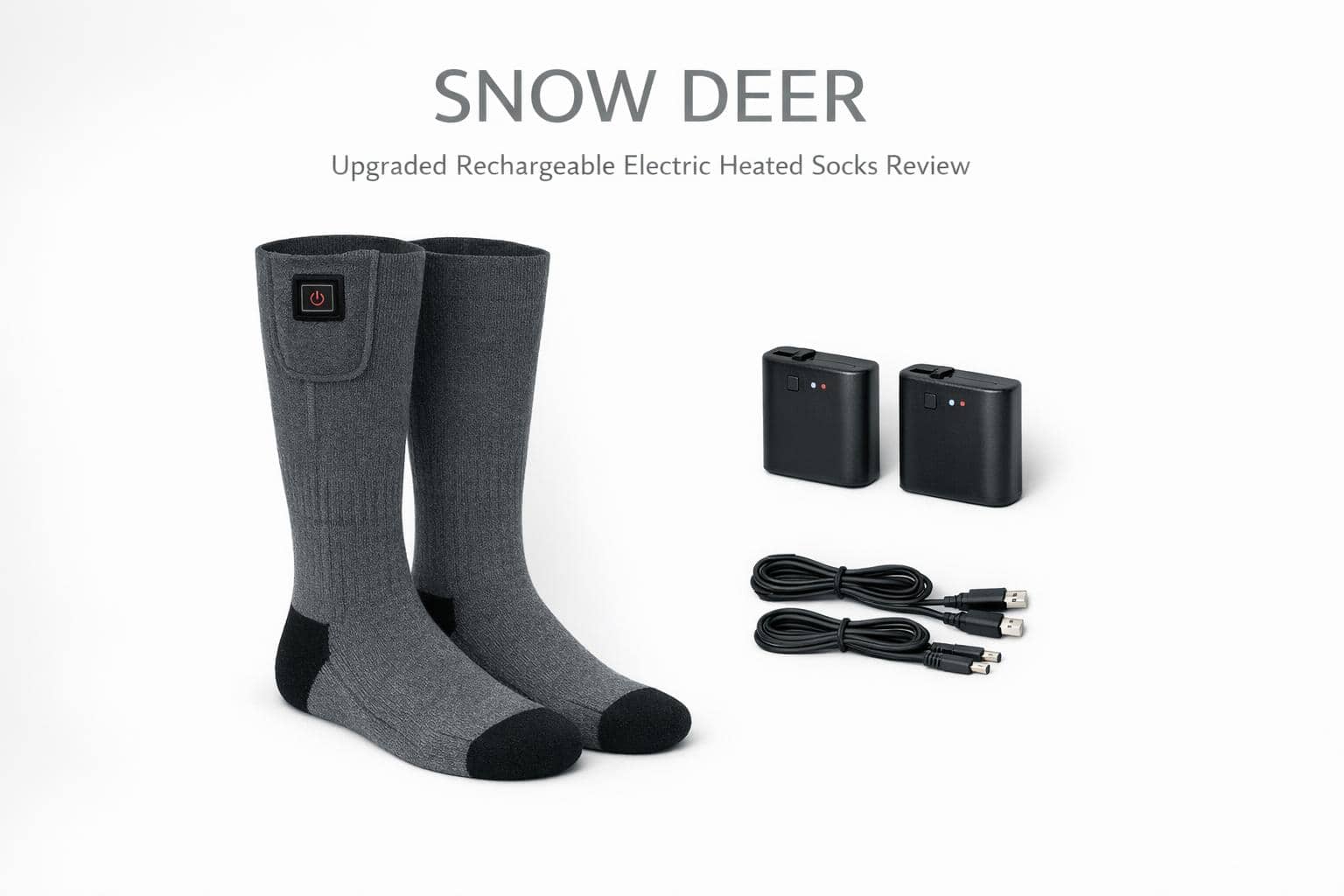 Heated electric socks with rechargeable batteries for winter outdoor activities. Stay warm and comfo.