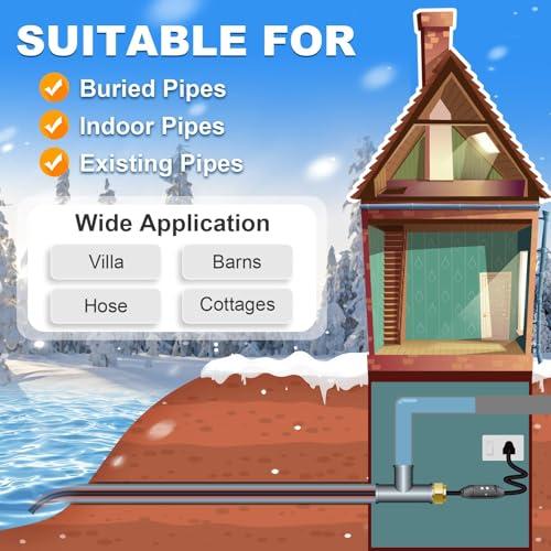 MAXKOSKO Inside the Pipe Self Regulating Heating System, CSA Certified Freeze Protection Heating Cable for Portable Water Pipes from Lakes, Reservoirs, Wells or Springs, 30 Ft 120V