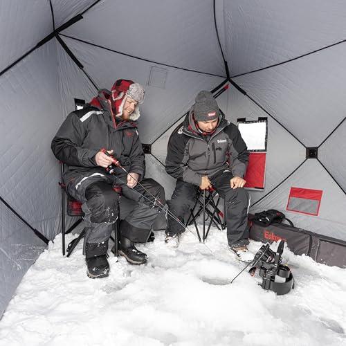 Eskimo QuickFish™ 3HD, Pop-Up Portable Shelter, No-Trip Door, Red/Black, Fully Insulated, Deluxe Ice Anchors, Three Person, Ice Fishing Shelter, 46075