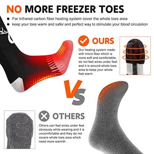 SNOW DEER Upgraded Rechargeable Electric Heated Socks,7.4V 2200mAh Battery Powered Cold Weather Heat Socks for Men Women,Outdoor Riding Camping Hiking Motorcycle Skiing Warm Winter Socks(L)