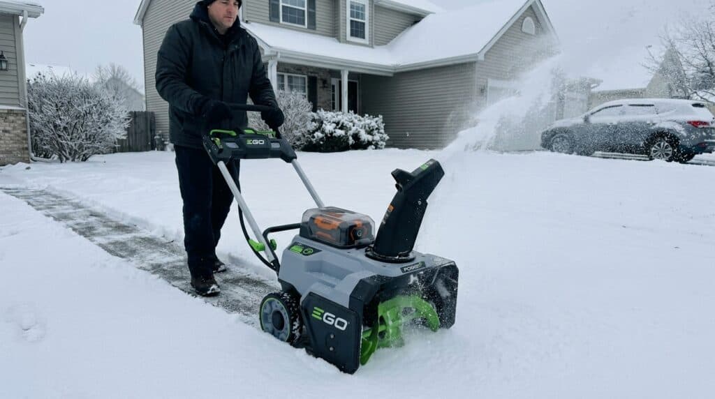 Snow blower in action